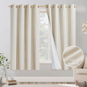 NICETOWN -  Blackout Noise Reducing Curtains, Linen T Beige